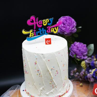 China 2019 New Birthday 3D Color Printing Cake Topper Acrylic Happy Birthday Cake Topper For Baby Birthday for sale