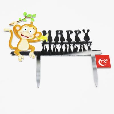 China Happy Birthday Gold Mirror Birthday Cake Topper, Acrylic Cake Topper, Unicorn Cake Topper TXCY032 for sale