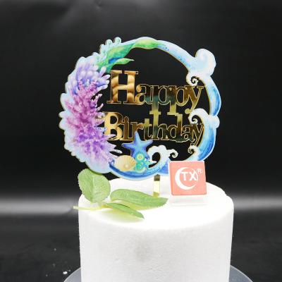 China Acrylic Cake Topper Unicorn Cake Topper Mirror Gold Anniversary Wedding Happy Birthday Cake Topper for sale