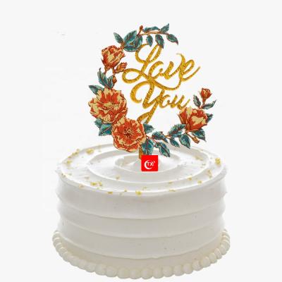 China WEDDING DECORATION TX Personalized UV Printing Love You Cake Topper For Valentines Day Romantic Proposal Birthday Cake Decoration Outfit for sale