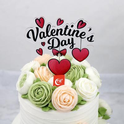 China WEDDING Red Printing Cake Topper For Valentines Romantic DECORATION TX Happy Valentine's Day Birthday Cake Decorating Tool for sale