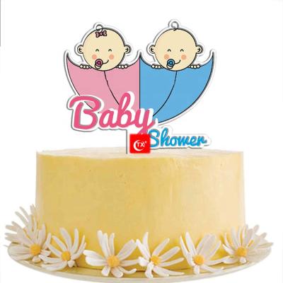 China Baking Decorating Equipment TX 2020 New Arrivals Printing Acrylic Cake Topper Baby Shower Boy And Girl Him Or Her For Baby Shower Party Decoration Gift for sale