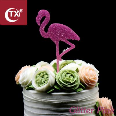 China Wedding Acrylic Mirror GoldFlamingo Cake Topper Wedding Cake Topper Amazing Birthday Cake Topper for sale