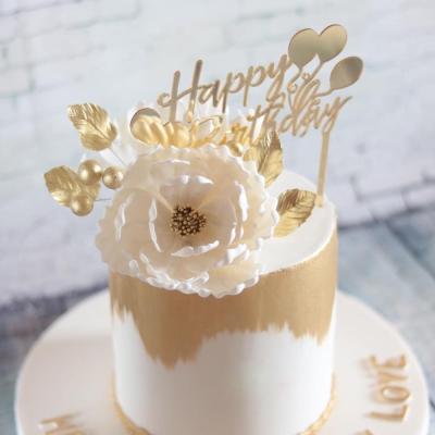 China Acrylic Birthday Cake Topper Balloons Gold Cake Topper Wedding TX Hot Sale Happy Birthday Cake Topper For Blooming Party Decoration for sale