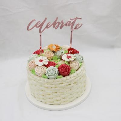 China Bridal Shower TX Rose Gold Thickness 3mm Celebrate Acrylic Cake Topper For Birthday Anniersary Wedding Graduation Party Decoration for sale