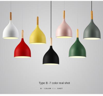 China Modern Colorful Pendant Lights Macaron Aluminum&wood Design Hanging Lights for sale