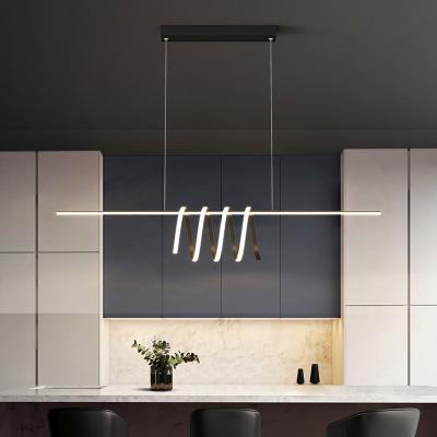 China Modern Simple Design Hanging Pendant Lamp Strip Shifted Linear Led Chandeliers Lights for sale