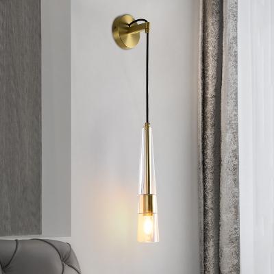 China Best-selling modern gold wall lamp with shade clear glass wall lamp contemporary glass wall lamp for bedroom for sale