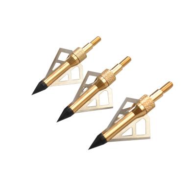 China Screw-in Broadhead Metal Crossbow 3 Fixed Blade Archery Broadhead Arrowhead for sale