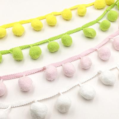 China Factory direct wholesale colorful pom pom curtain trim ball 2cm seam fringe for apparel curtain good quality for sale