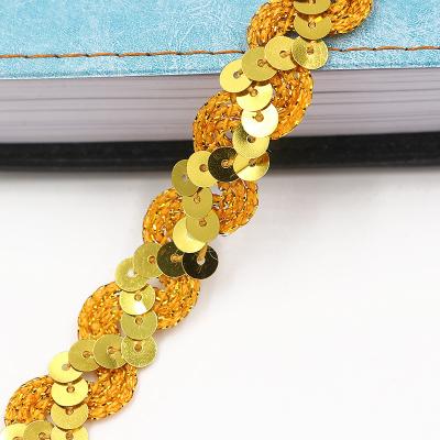 China New Fancy Design Wide 1.5cm Mesh Chemical Lace African Embroidery Sequin Viable Colorful Elastic Trim for sale