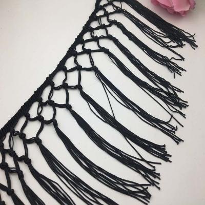 China High Quality Comfortable White Black Hand Tied Rayon Tassel Fringe 8