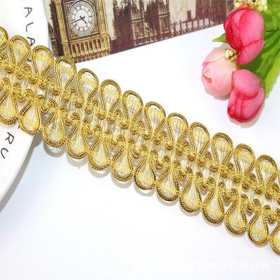 China Viable Sewing Trimmings Costume Crochet Bullion Yarn Gold Accessory Piercing Fringe Braided Roll Braid Trim for sale