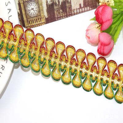 China Accessory 3.5CM Workable Width Costume Crochet Ingot Yarn Fringe Fringe Trim Braided Roll Braid Trim for sale