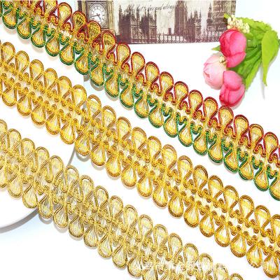 China Sustainable China Manufacture Customized Gold Glitter Gimp Braid Trim French Trim Braided Roll Braid Trim for sale