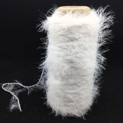 China Love Yarn 7NM 2cm Full Dull White Imitate Mink Hair 100%Nylon Yarn Fancy Yarn For Knitting Scarf Or Sweater for sale