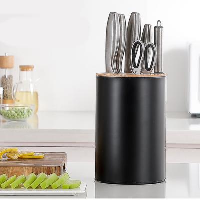 China Factory Sale Kitchen Utensil Viable Knives Stand Multifunctional Stainless Steel Knife Holder Storage Bucket Knife Block for sale