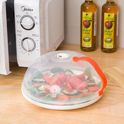 China Microwave Cover Microwave Dish Cover Guard Lid Household Microwave Viable Oil Proof Around Bowl Plastic Cover With Handle for sale