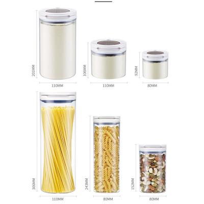 China Home Storage Canister Food Seal Glass Containers Airtight Round Glass Jar for Kitchen Use Food Jar Pasta Glass Sealed Glass Container for sale