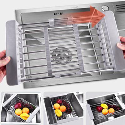 China Practical Practical Stainless Steel Drain Rack Draining Dish Racks Sink Telescopic Organizer Dish Drying Rack For Kitchen Tool for sale