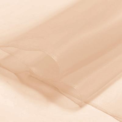 China 100 sustainable silk organza fabric for sale in light peach color for bridal wear with 1 meter MOQ 48 colors in stock by Xinhe Textiles for sale