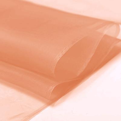 China Hot Viable Wholesale Fashion Organza Pure Silk Fabric Deep Peach 48 Colors In Stock By Xinhe Textiles for sale