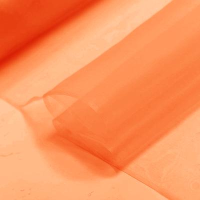 China Hot Viable Fashion 100% Organza Silk Dress Fabric For Wedding In Orange Color With 1 Meter MOQ 48 Colors In Stock By Xinhe Textiles for sale