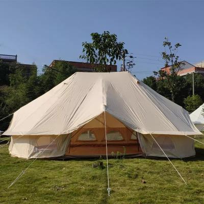 China Rust Resistant Outdoor Waterproof Cotton Canvas Glamping Twin Emperor Y Bell Tent Large For Campground Safari Tent Hotel 10~12 Person for sale