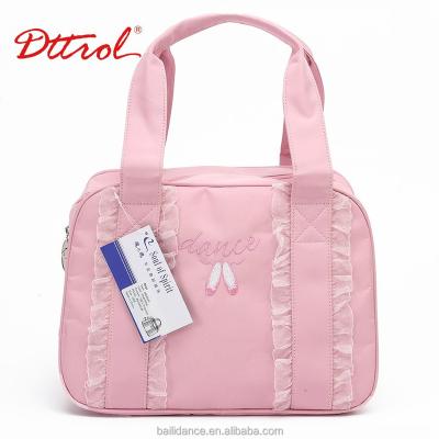 China Wholesale Fashion Dttrol Princess Dance Bags With Lace Training Ballet Bags Pink&Black For Girls High Quality Handbags for sale