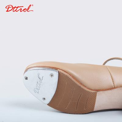 China Professional Wholesale Good Quality Leather Tap Shoes Dttrol Dancer Shoes Dttrol Medium Heel For Women Dance Shoes For Tap Dancing for sale