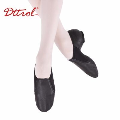 China Professional Wholesale Good Quality Arrivals Split Shoes Dttrol New Single Dancer Classic Style Jazz Dance Shoes Stretch Fabric Genuine Leather Shoes for sale