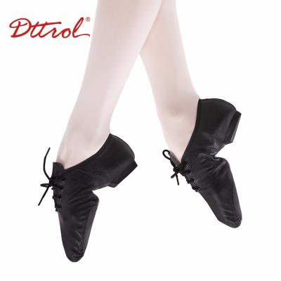 China Wholesale Good Quality Professional Dancer Shoes Dttrol Dance Split Shoes Breathable Jazz Dance Shoes Pigskin Leather Single Lace Up Shoes for sale