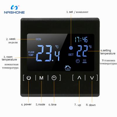 China Touch Screen Thermostat 220v Temperature Controller Thermostat Regulator Room Back Light Electric Floor Heating Thermostat for sale