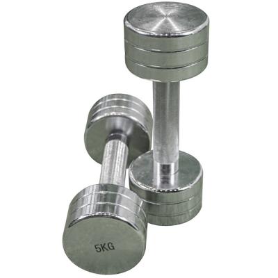 China Commercial Fitness Use Weightlifting Round Head Dumbbell High Chrome Steel Dumbbell 1-10kg for sale