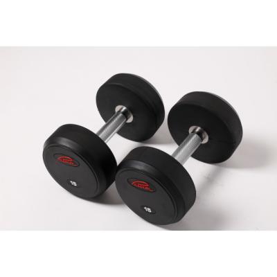 China Commercial Use Free Weight Dumbbell Set Weight Lifting Gym Black Fixed Rubber Dumbbell for sale