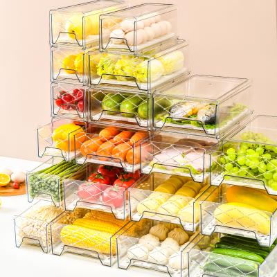 China Wholesale Plastic Clear Stackable Refrigerator Storage Container Freshness Preservation Storage Box for sale