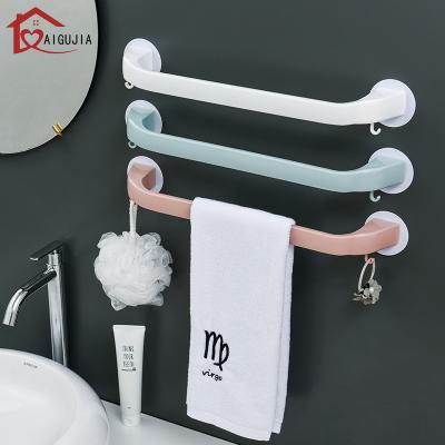 China Fashion Bathroom Towel Stretch No Punch Stick Single Hanger Shelf Non Porous Bathroom Towel Rack Towel Pole Towel Hanger for sale