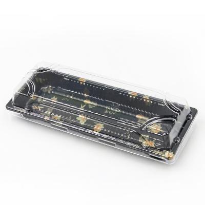 China Disposable Clear Disposable Plastic Sushi Packing Recyclable Suchi Party Food Tray Container for sale