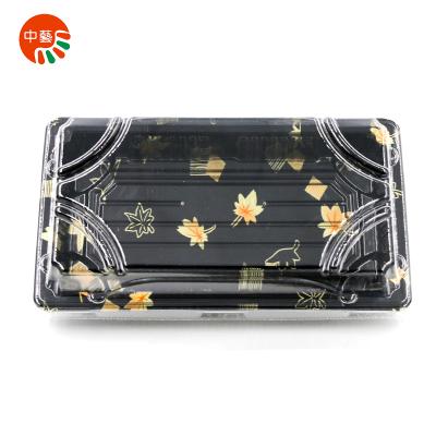 China Wholesale Disposable PUNCHES Clear Plate Plastic Sushi Packing Boxes Blister Rectangular Sushi Tray With Lid for sale