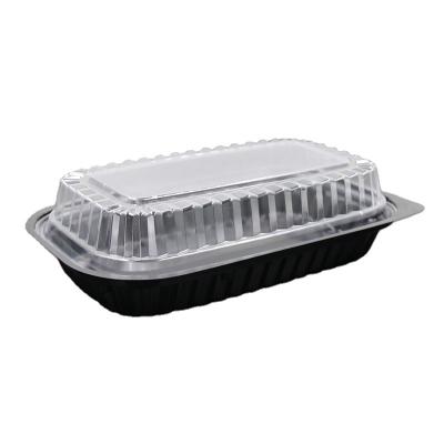 China Good Quality Disposable Boxes Food Lunch Box Black Square Disposable Take Out Packing Box for sale