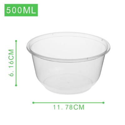 China Food Grade Disposable Eco Friendly Custom Microwavable Packaging Take Away 700ML Round Disposable Plastic Bowl With Lid For Soup And Salad Food for sale