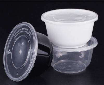 China Customized 500ML Disposable Leakproof Heat Resistant Plastic Disposable Round Plastic PP Take Out Packaging Bowl For Bowl And Salad Food for sale