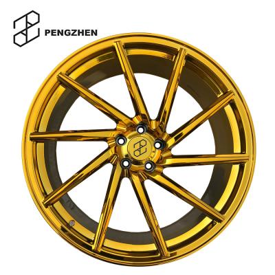 China 6061 T6 Aluminum Pengzhen Forged Hot Sale Aluminum One Piece Car Wheel 17 18 Inch 5 Holes Gold Chrome Wheels Rim For Benz for sale