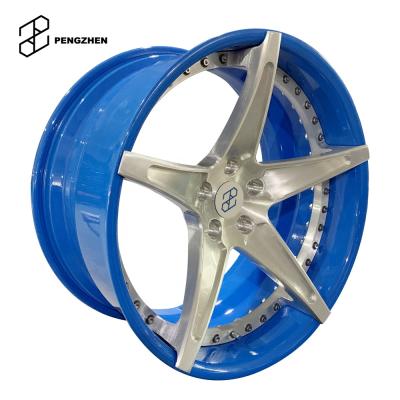 China 6061 Two Piece Structure Blue Wheel Aluminum Forged Deep Concave Wheels Forging Technology From China for sale