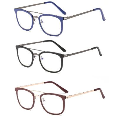 China 15 Years Experience Latest Style Low Price Design New Fashion Anti Glass Squares Metal Blue Light Reading Glasses Men for sale