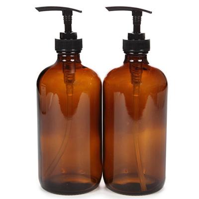 China Hot Sale 500ML Amber Spray Glass Boston Bottle Personal Care Essential Oil Spray Cosmetic Packing Glass Bottle for sale