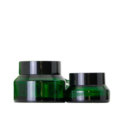 China Wholesale 15g 30g 50g Personal Care Tipped Shoulder Green Cream Glass Jar For Natural Cosmetic Packaging for sale