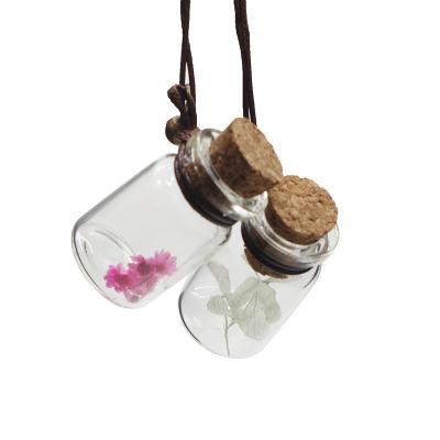 China Perfume Packing Cute Gift Packing Small Glass Bottles Container Wishing Bottle Pendant for sale