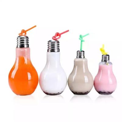 China Wholesale Beverage New Arrival 100ml200ml300ml400ml500ml Glass Bulb Plastic Bottle Can Use Straw For Beverage Oran for sale