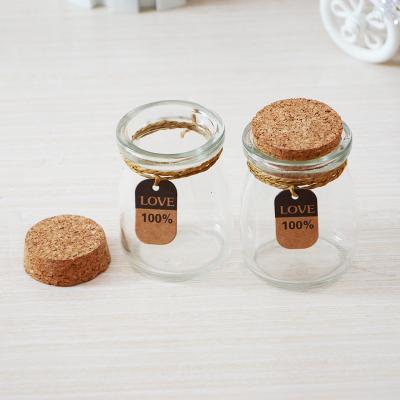 China Juice Glass Jelly Mousse Cup With Cork Lid Large Diameter 100ml 200ml Pudding Yogurt Bottle Sweet Candy Bottle for sale